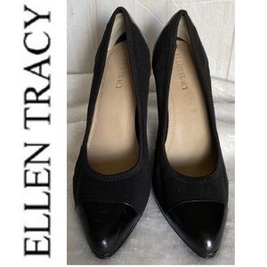 6/$20 bundle Ellen  Tracy " Catie"  Black Cloth and Patent Heels. Size 8